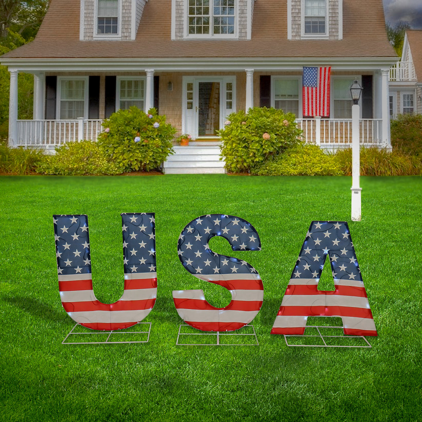 18 in. Patriotic USA Outdoor Light up Lawn Decor with LED Lights - National Tree Company