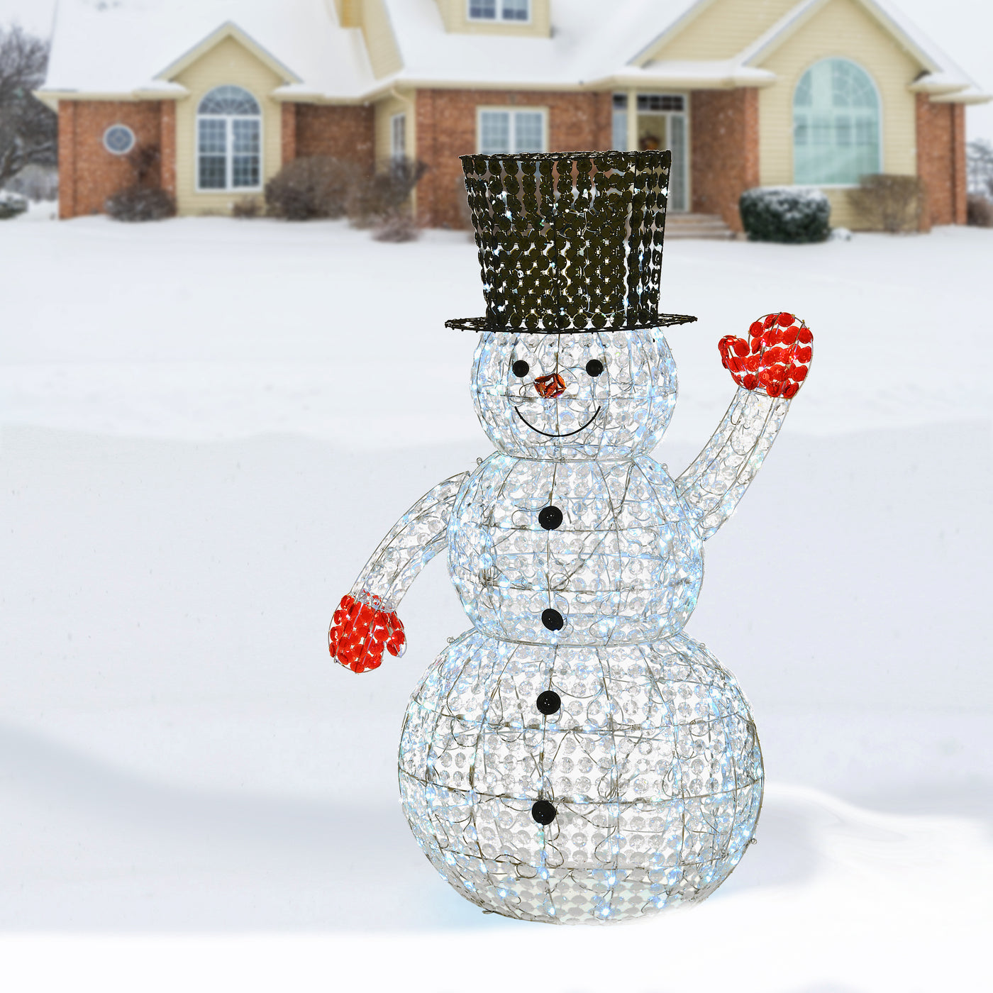 60 in. Crystal Bead Snowman with LED Lights - National Tree Company