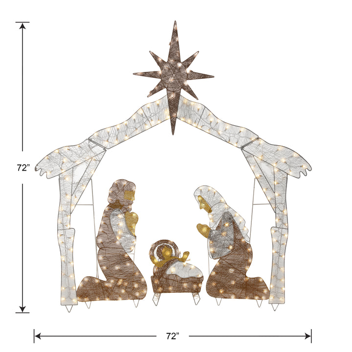72in. Nativity Scene with White LED Lights