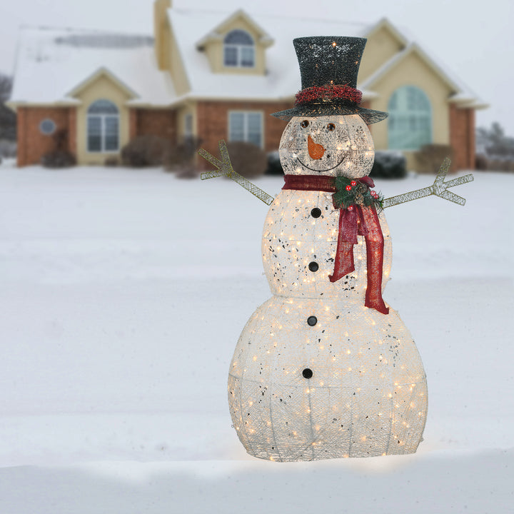 60" Snowman Decoration with Warm White LED Lights