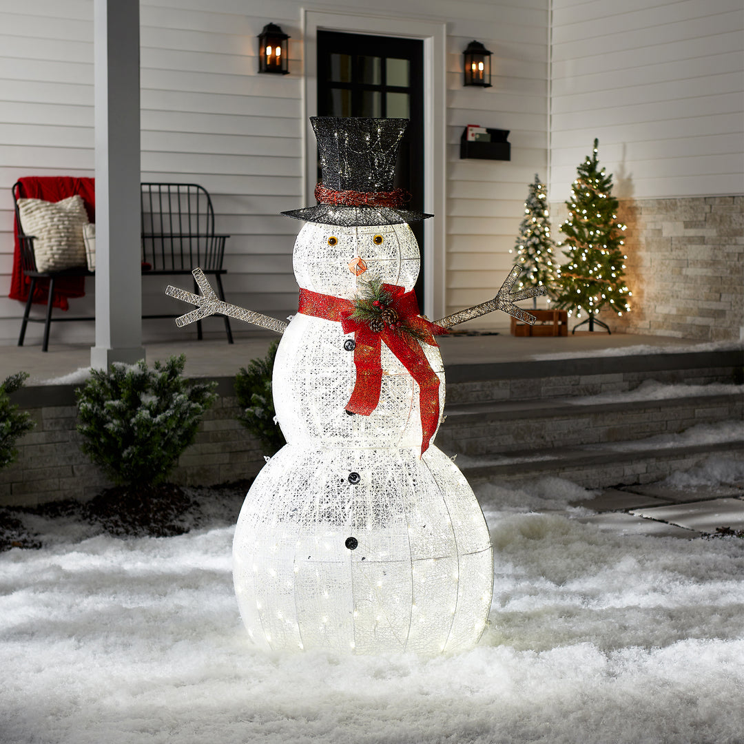 60" Snowman Decoration with Warm White LED Lights