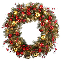 30 in. Pre-Lit Dakota Pine Wreath with LED Lights - National Tree Company