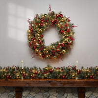 30 in. Pre-Lit Dakota Pine Wreath with LED Lights - National Tree Company