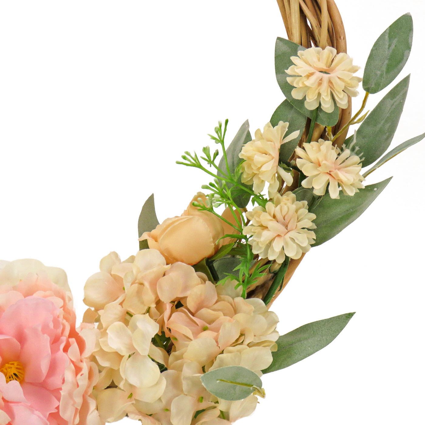19 in. Spring Hoop Wreath with Peony and Wild Rose - National Tree Company