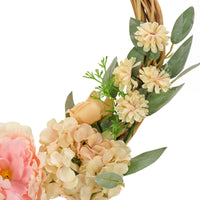 19 in. Spring Hoop Wreath with Peony and Wild Rose - National Tree Company