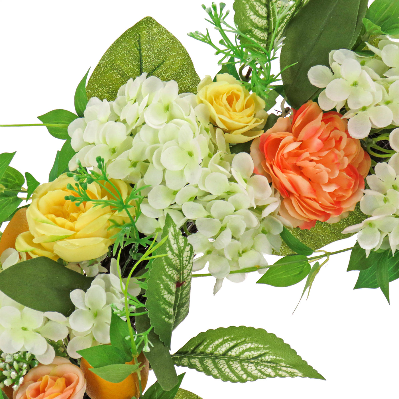 24 in.Spring Wreath with Ranunculus, Hydrangea and Lemon - National Tree Company