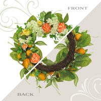 24 in. Spring Wreath with Lemons, Hydrangeas, Ranunculus and Buttercups - National Tree Company