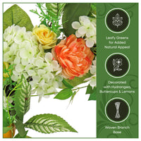 24 in. Spring Wreath with Lemons, Hydrangeas, Ranunculus and Buttercups - National Tree Company