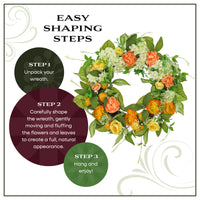 24 in. Spring Wreath with Lemons, Hydrangeas, Ranunculus and Buttercups - National Tree Company
