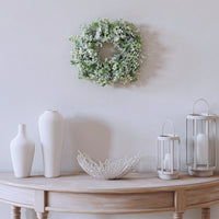 14 in. Spring Table Wreath with Eucalyptus Leaf Stems and Woven Branch Base - National Tree Company