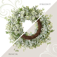 14 in. Spring Table Wreath with Eucalyptus Leaf Stems and Woven Branch Base - National Tree Company