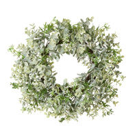 14 in. Spring Table Wreath with Eucalyptus Leaf Stems and Woven Branch Base - National Tree Company