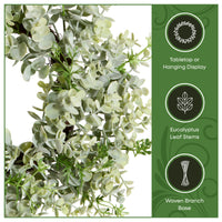 14 in. Spring Table Wreath with Eucalyptus Leaf Stems and Woven Branch Base - National Tree Company