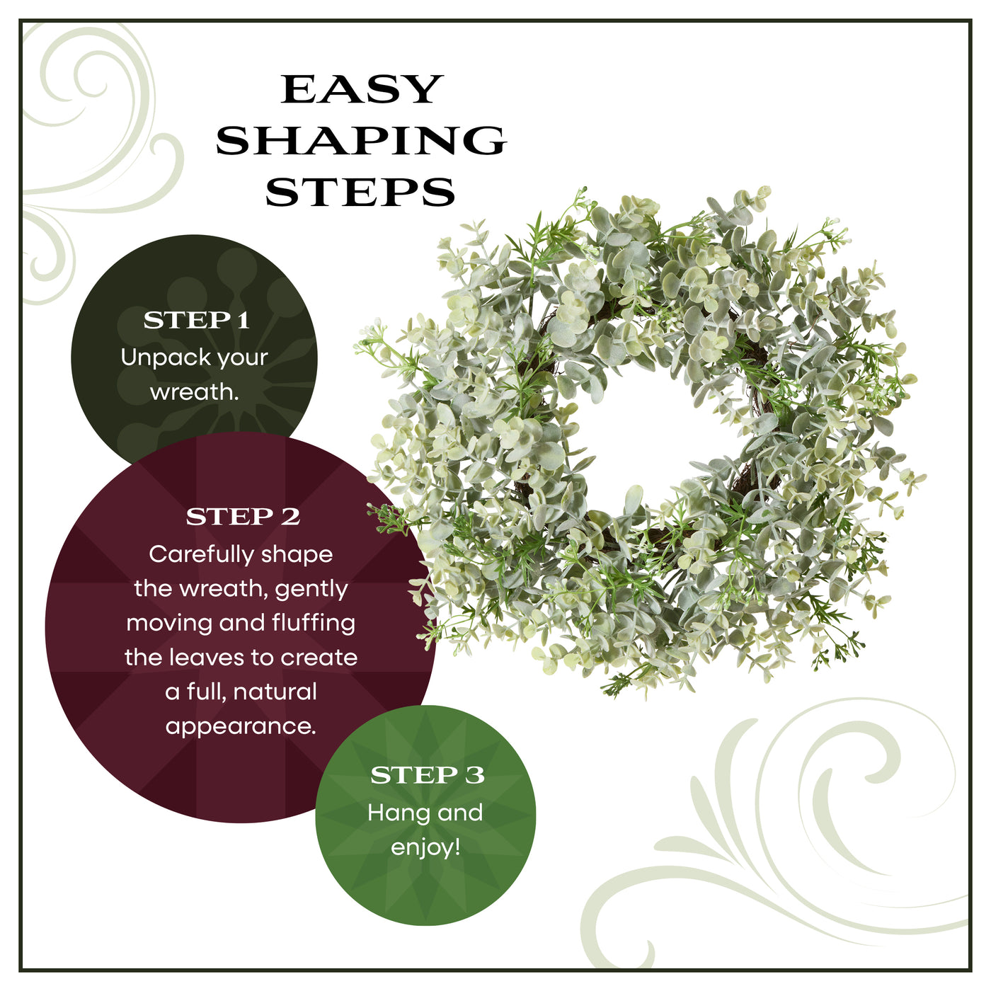 14 in. Spring Table Wreath with Eucalyptus Leaf Stems and Woven Branch Base - National Tree Company