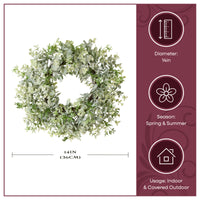 14 in. Spring Table Wreath with Eucalyptus Leaf Stems and Woven Branch Base - National Tree Company