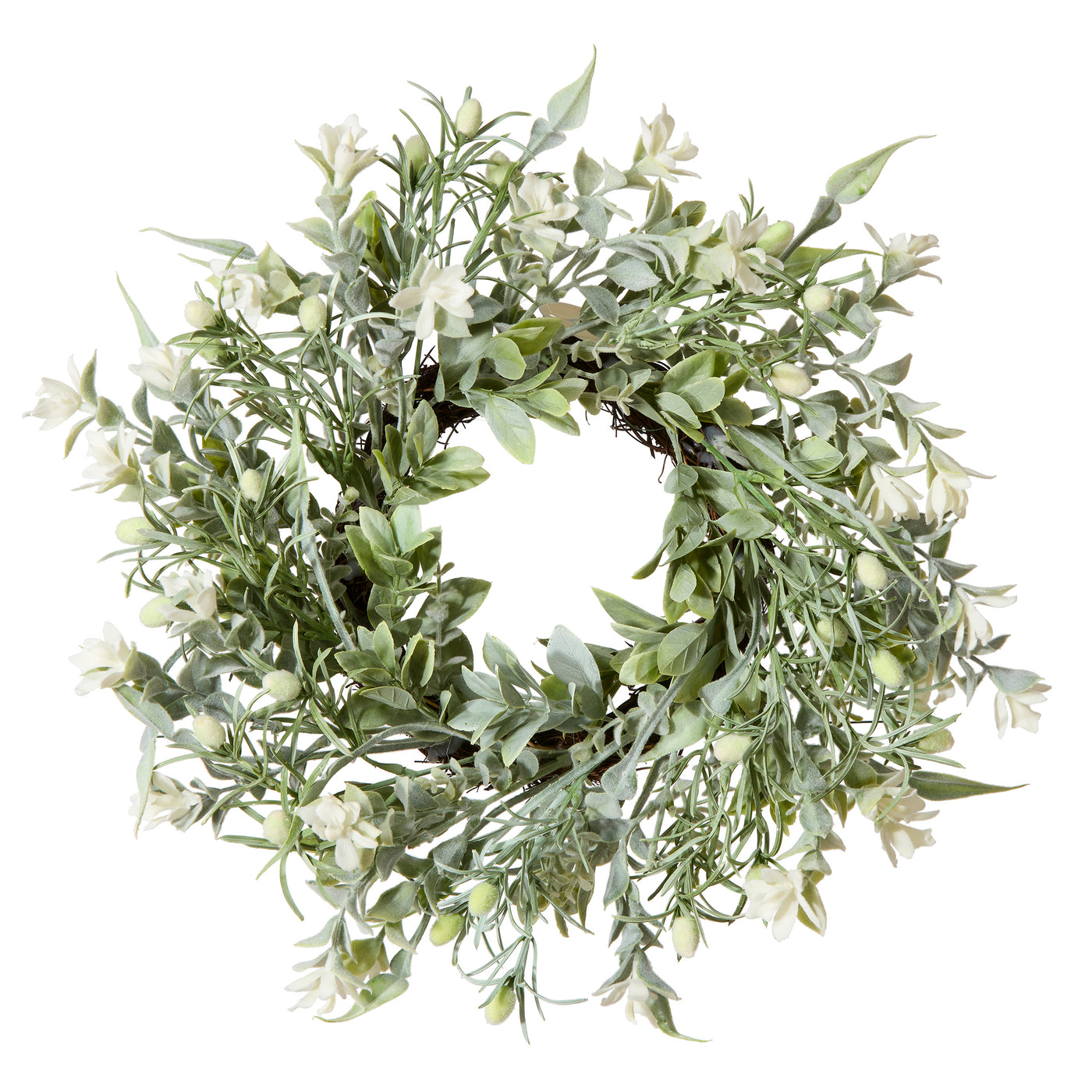 14 in.  Spring Table Wreath with Leafy Stems and Petite Flowers - National Tree Company