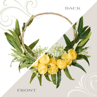 16 in. Spring Hoop Wreath with Buttercup Blooms, Baby’s Breath, and Flowing Green Stems - National Tree Company