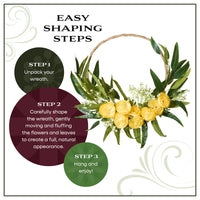 16 in. Spring Hoop Wreath with Buttercup Blooms, Baby’s Breath, and Flowing Green Stems - National Tree Company