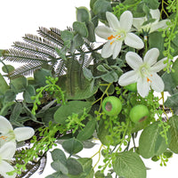 24 in. Spring Wreath with Mixed Flower Blooms and Flowing Green Stems - National Tree Company