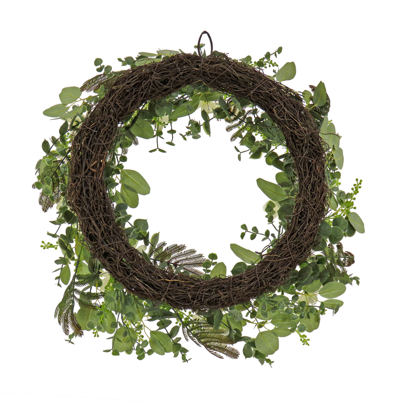 24 in. Spring Wreath with Mixed Flower Blooms and Flowing Green Stems - National Tree Company