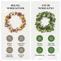24 in. Spring Wreath with Mixed Flower Blooms and Flowing Green Stems - National Tree Company