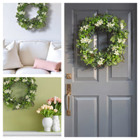 24 in. Spring Wreath with Mixed Flower Blooms and Flowing Green Stems - National Tree Company