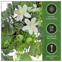 24 in. Spring Wreath with Mixed Flower Blooms and Flowing Green Stems - National Tree Company