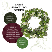 24 in. Spring Wreath with Mixed Flower Blooms and Flowing Green Stems - National Tree Company