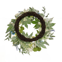 24 in. Spring Wreath with Dahlia, Peony and Hydrangea Blooms, Seed Pods, Flowing Green Stems - National Tree Company