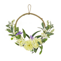 18 in. Spring Hoop Wreath with Peony Flower Blooms, Mini Blossoms, and Flowing Green Stems - National Tree Company