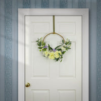 18 in. Spring Hoop Wreath with Peony Flower Blooms, Mini Blossoms, Seed Pods, Flowing Green Stems - National Tree Company