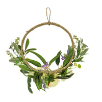 18 in. Spring Hoop Wreath with Peony Flower Blooms, Mini Blossoms, and Flowing Green Stems - National Tree Company