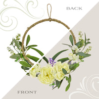 18 in. Spring Hoop Wreath with Peony Flower Blooms, Mini Blossoms, and Flowing Green Stems - National Tree Company