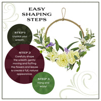 18 in. Spring Hoop Wreath with Peony Flower Blooms, Mini Blossoms, and Flowing Green Stems - National Tree Company