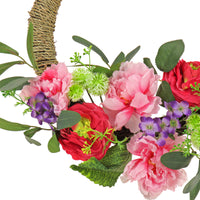 16 in. Spring Hoop Wreath with Peony, Rose, and Globe Flower Blooms - National Tree Company