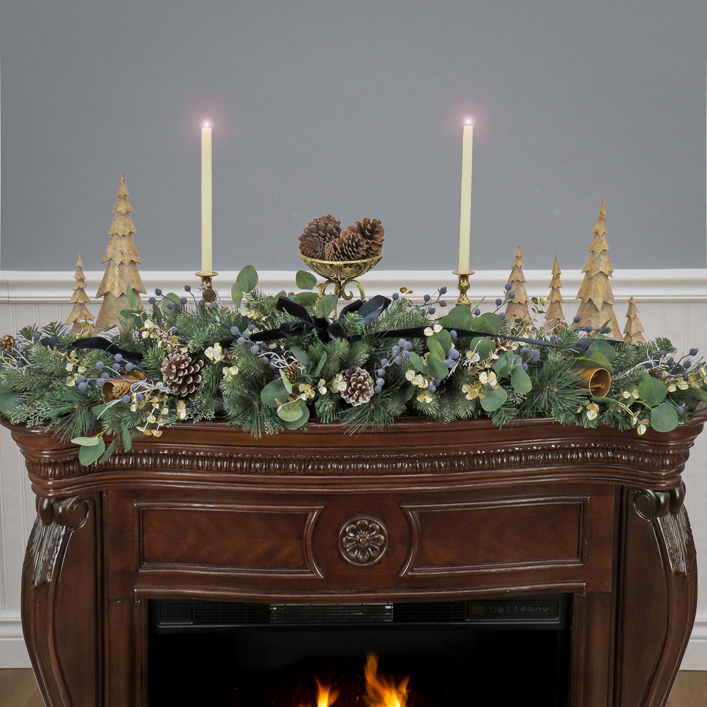 60 in. HGTV Home Collection Swiss Chic Mantle Swag - National Tree Company