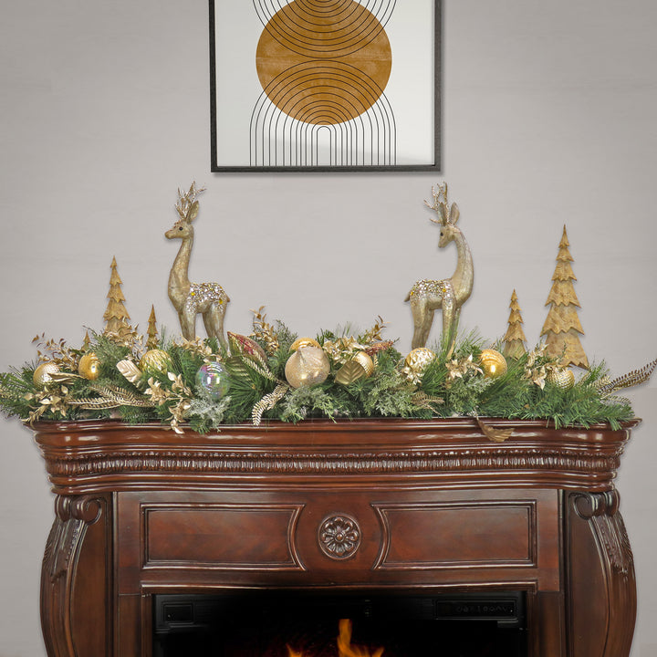 60" HGTV Home Collection Champagne Wishes Mantle Swag