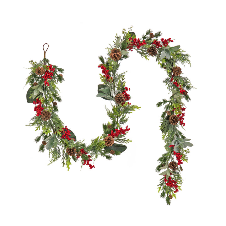 9 ft. HGTV Home Collection Berries and Greenery Garland