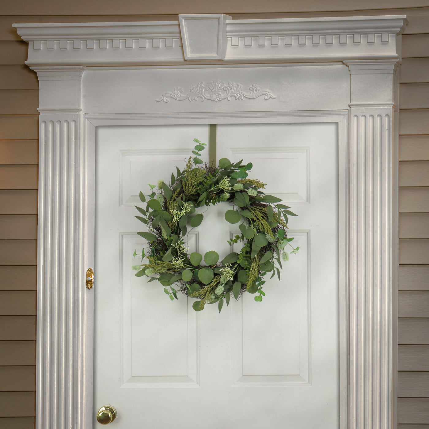 22 in. Spring Wreath with Eucalyptus,Twig and Gypsophila - National Tree Company