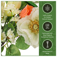 22 in. Spring Wreath with Tulip, Poppy, and Buttercup Blooms - National Tree Company