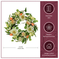 22 in. Spring Wreath with Tulip, Poppy, and Buttercup Blooms - National Tree Company