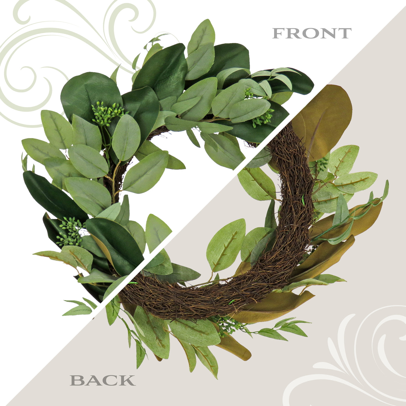 22 in. Spring Wreath with Eucalyptus and Magnolia Leaves - National Tree Company