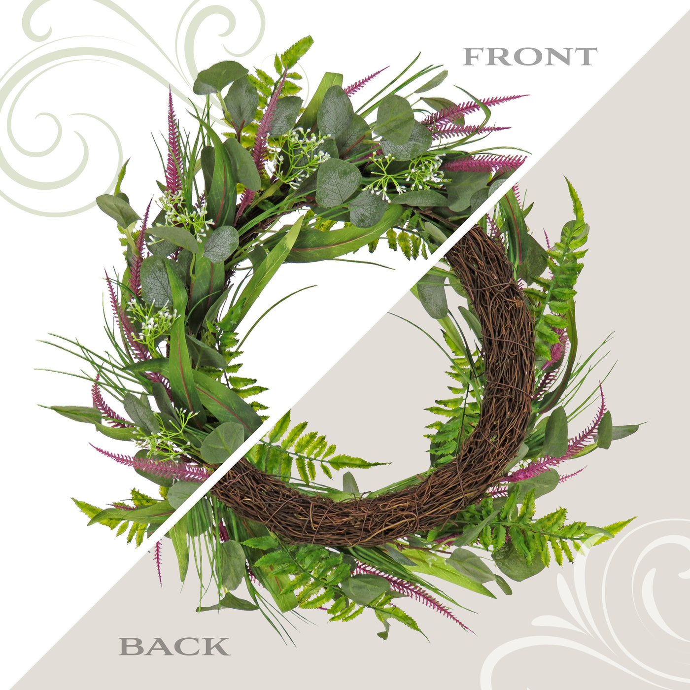 22 in. Spring Wreath with Lavender and Eucalyptus Leaves - National Tree Company