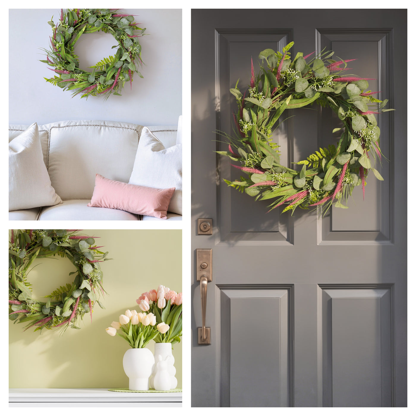 22 in. Spring Wreath with Lavender and Eucalyptus Leaves - National Tree Company