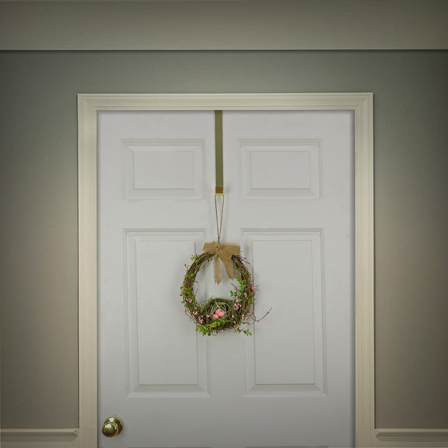 11 in. Easter Bird's Nest Hanging Wall Decoration Decorated with Leafy Greens and Pastel Eggs