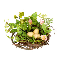 6 in. Blossom Bird's Nest Table Decoration Decorated with Easter Eggs - National Tree Company