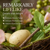 6 in. Blossom Bird's Nest Table Decoration Decorated with Easter Eggs - National Tree Company