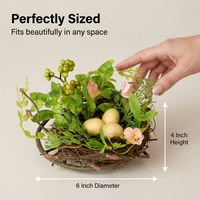 6 in. Blossom Bird's Nest Table Decoration Decorated with Easter Eggs - National Tree Company