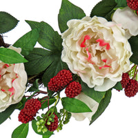22 in. Spring Wreath with Peony Flowers, Raspberries, Leafy Greens - National Tree Company