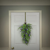 30 in. Spring Teardrop Wall Hanging Decoration with Astilbe Flower Blooms, Ferns, Leafy Greens - National Tree Company